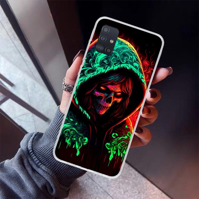 

Halloween Moon Witch Horror Phone Case For Samsung Galaxy A12 A52S A42 A32 A22 A51 A50 Note 20 Ultra 10 S10 Plus A71 A70 A31 A30 Samsung A10