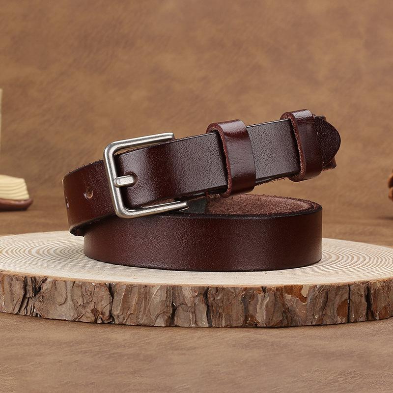 First Layer Cowhide Women'S Belt Genuine Leather Fashionable Simple Pin Buckle Retro Jeans Belt