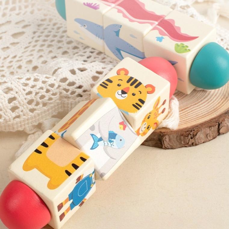 1PC 3D Wooden Rotating Puzzle for Toddlers, Enhancing Grasping Skills, Educational Toy for Children