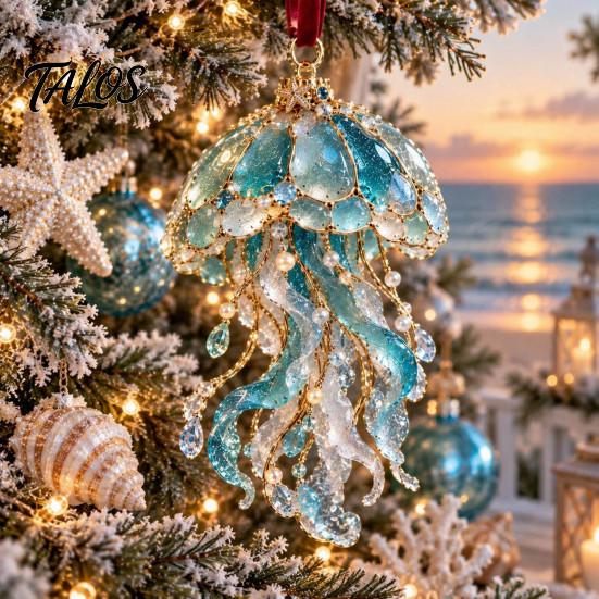 Dekorative Glasoptik Ornamente Meeres-Weihnachtsdekoration, Küsten-Schildkröte Walhai Oktopus Feiertags-Hänge-Dekoration Baumdekoration, Meeres-inspiriert