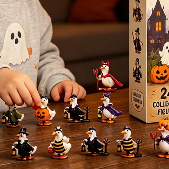 Halloween Blind Box Horror Ducks Advent Calendar 2026, 24-Day Spooky Countdown with 24 Funny Figurines Unique Collectible Duck Figures,