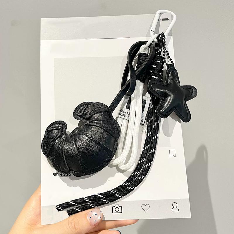 Taschenanhänger GHandgefertigtes Leder Croissant Geflochtener Stern Handy-Taschenanhänger Schlüsselanhänger Ornamente Geschenke