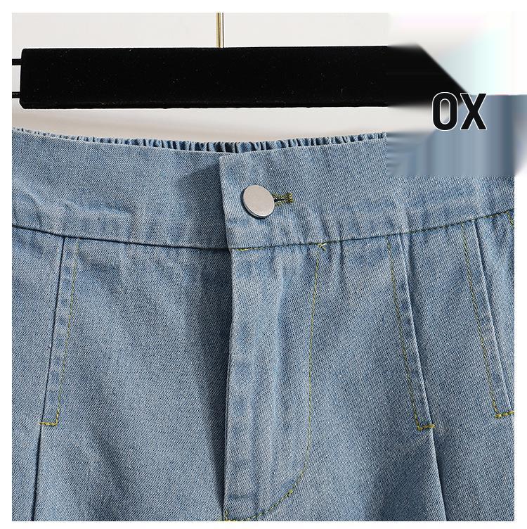 Plus Size Women's High Waist Denim A-Line Shorts - 200 lbs Summer Loose Fit Hot Pants