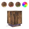 VidaXL Bedside Table with LED Lights Smoked Oak 38x34x50 Cm, Side Table, Bedside Cabinet, Side Table for 861273