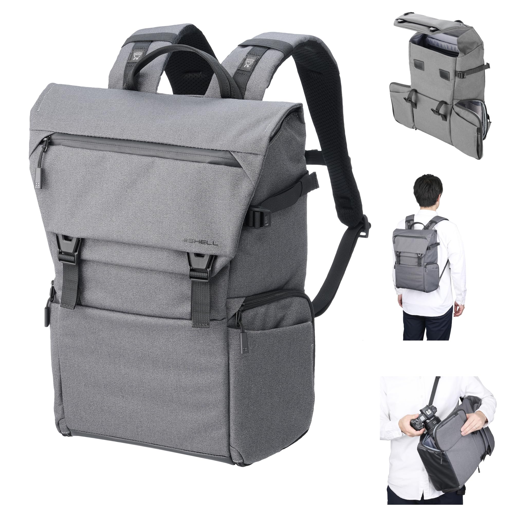 

HAKUBA Plus Shell City Flap Backpack 12 G05 AZ Camera Camera Business Rear and Side Two Everyday 4977187001723 Bag, Gray, Backpack, Bag, Access, сірий колір