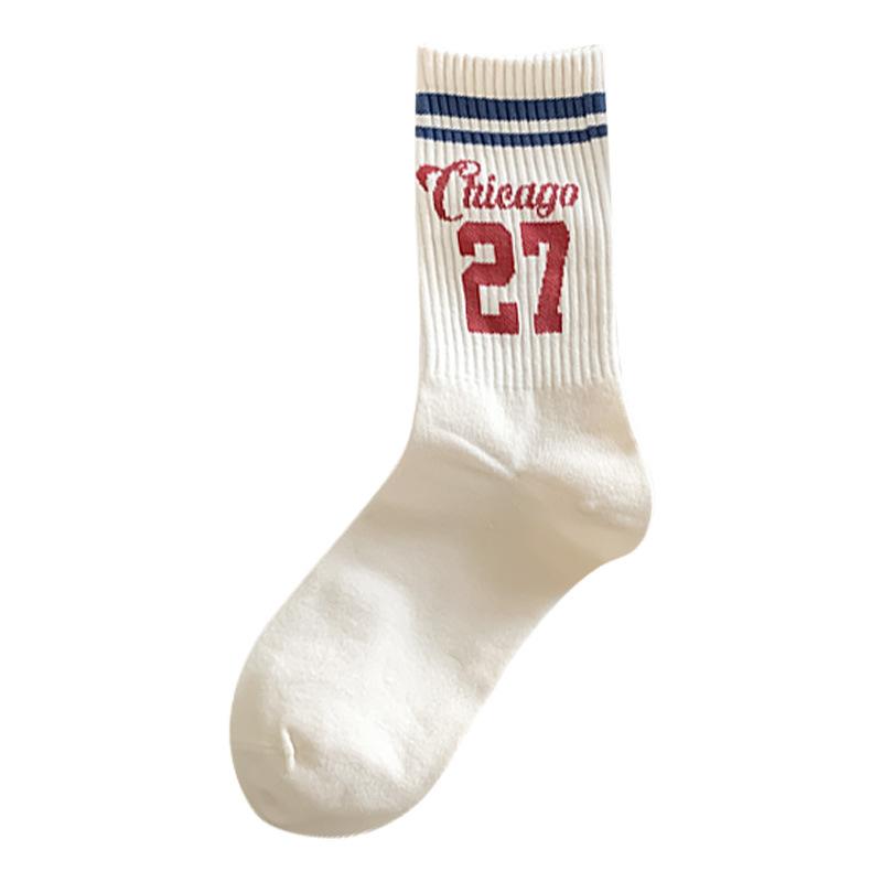 Women'S Medium Tube Socks Trendy Japanese College Style Letter Sports Stockings Stockings Stockings