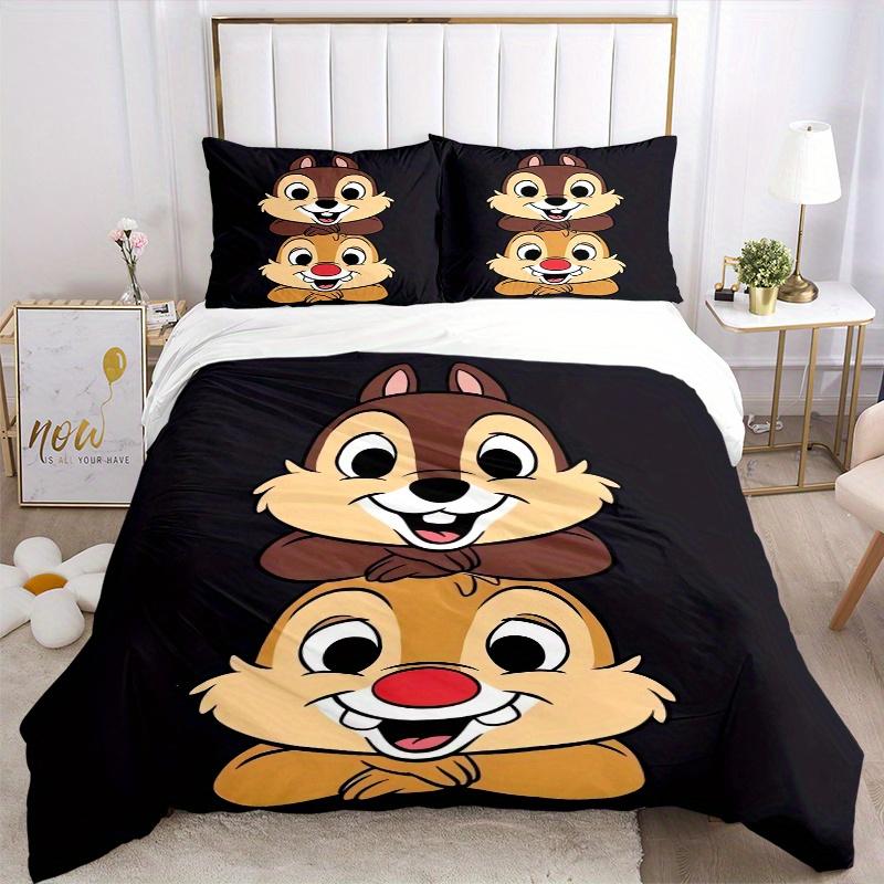 3pcs Good Brothers Chip & Dale Design Quilt Cover Set (1 Quilt Cover + 2 Pillowcases Without Pillow Core), High-Definition Printing for Home and