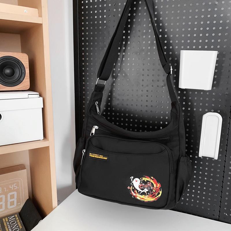 

Stylish and simple large-capacity messenger bag nylon casual versatile couple backpack student commuting shoulder bag tide single package