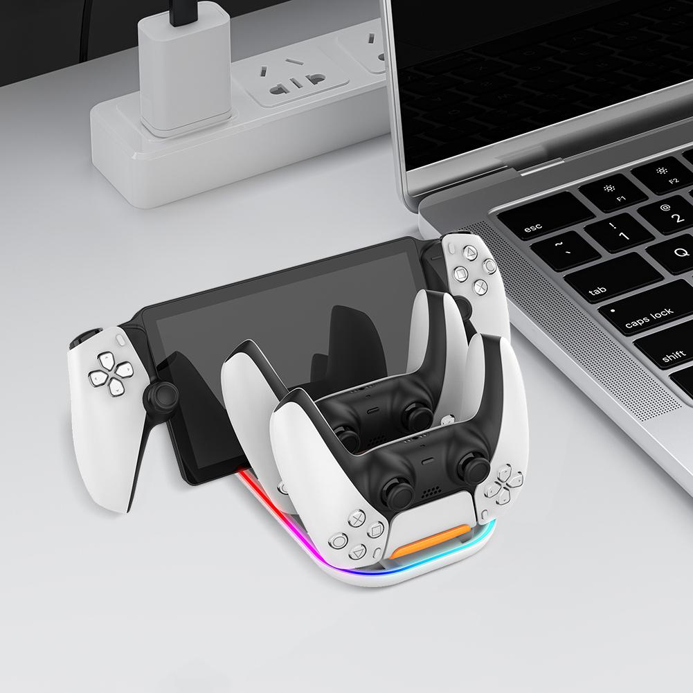 3in1 Charging Dock Station for PlayStation Portal Game Console RGB Stand Holder with Cable Charger for PS5 Portal Remote Player