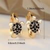 Pendientes de Aro de Tortuga Marina Lindos con Circonita Negra Vintage para Mujer Boho Color Dorado Hebilla Pequeña para Oreja Joyería de Boda Regalos del Día de la Madre