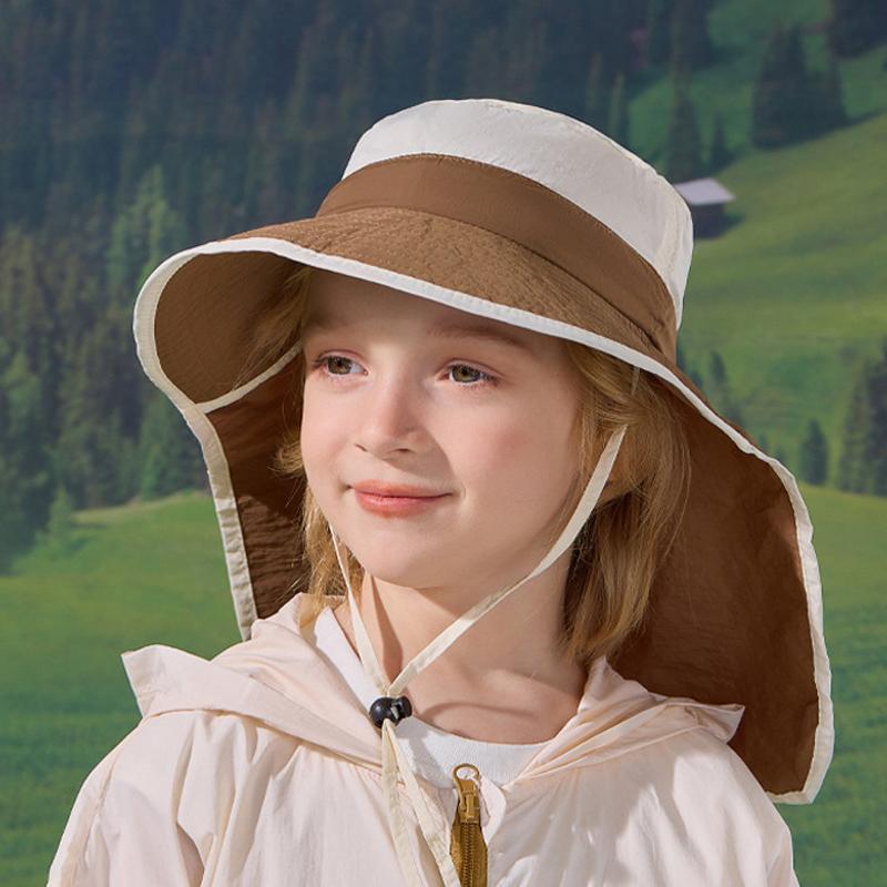 Kapelusz przeciwsłoneczny dla dzieci z osłoną na kark, kapelusz wędkarski z szerokim rondem dla niemowląt, chłopców, dziewczynek, na lato, na zewnątrz, regulowany, ochrona UV, 7 kolorów