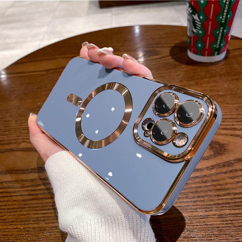 Luxury Plating For Magsafe Magnetic Case For Apple iPhone 15 14 13 12 11 Pro Max 14 15 Plus Wireless Charging Cover Accessories
