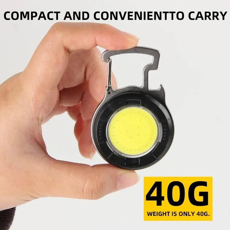 Portable COB Keychain Flashlight LED Mini Work Lights Floodlight Type C Rechargeable Bottle Opener Outdoor Camping Light