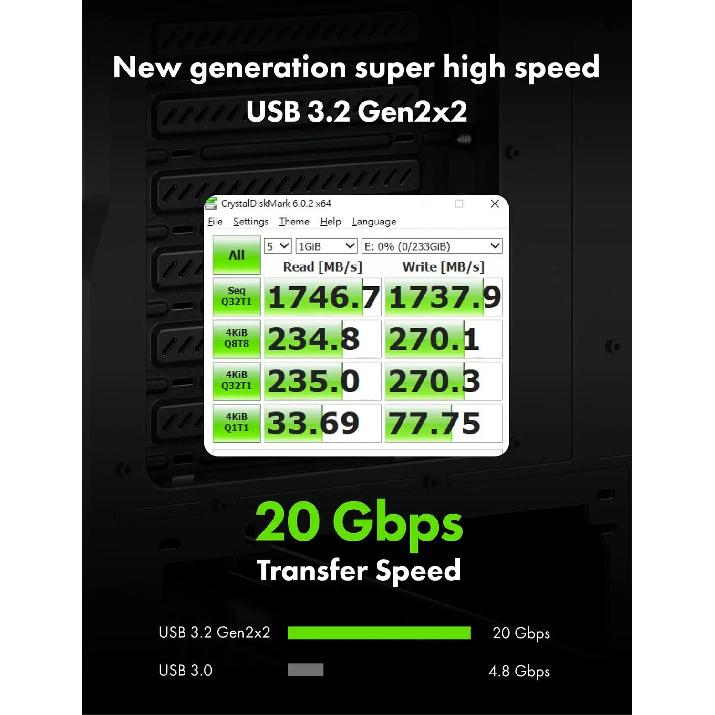 20Gb USB 3.2 Gen 2x2 USB-C Frontpanel Typ-C Adapter, Motherboard Header Verlängerungskabel, USB-C zu USB3.2 Typ-E Key-A 20-Pin