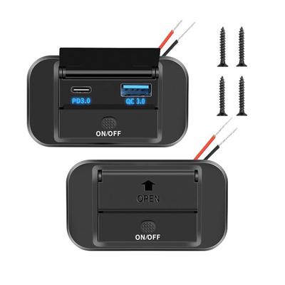 12V/24V USB Car Charger Socket QC3.0 PD Quick Charger Panel Outlet Adapter with ON/OFF for Truck Camper Caravan Accessorie