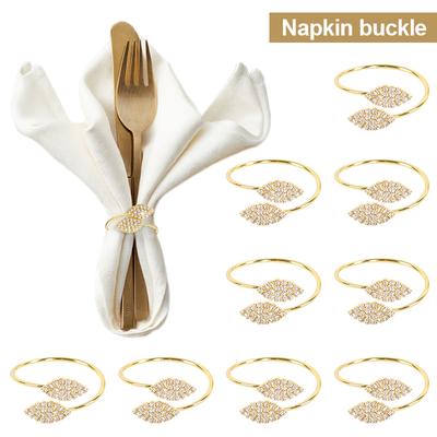 6 Teile/los Gold Blätter Serviette Ring für Hochzeit Event Geburtstag Party Abendessen Tisch Dekoration Strass Metall Serviette Schnallen Halter