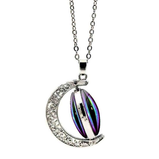 Unisex Multicolor Rotation Dragon Eye Moon Pendant Chain Necklace Jewelry Gift