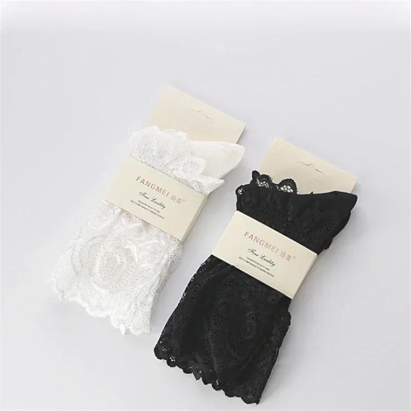 Sexy Lace Floral Mesh Socks Women Black Transparent Short Cotton Sock For Ladies Elastic Retro Cute Socks Female New 2025