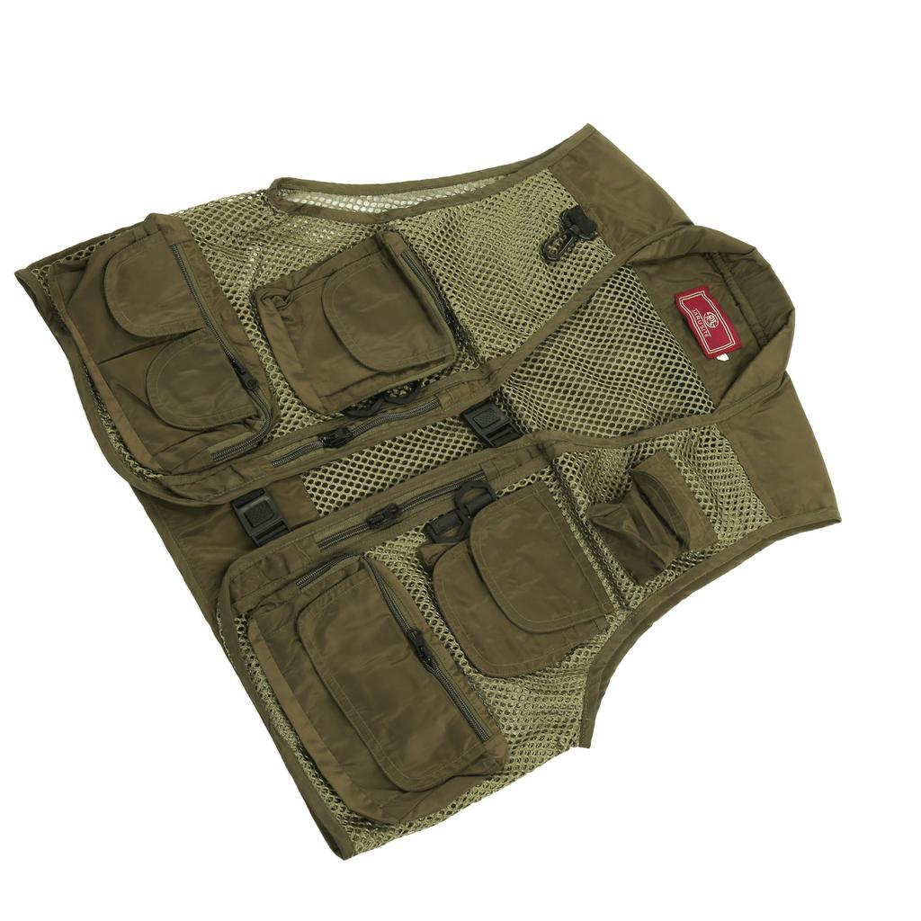 Fishing Vest MultiPocket MultiMesh Waistcoat Breathable Adjustable Fishing Life Jacket(L )