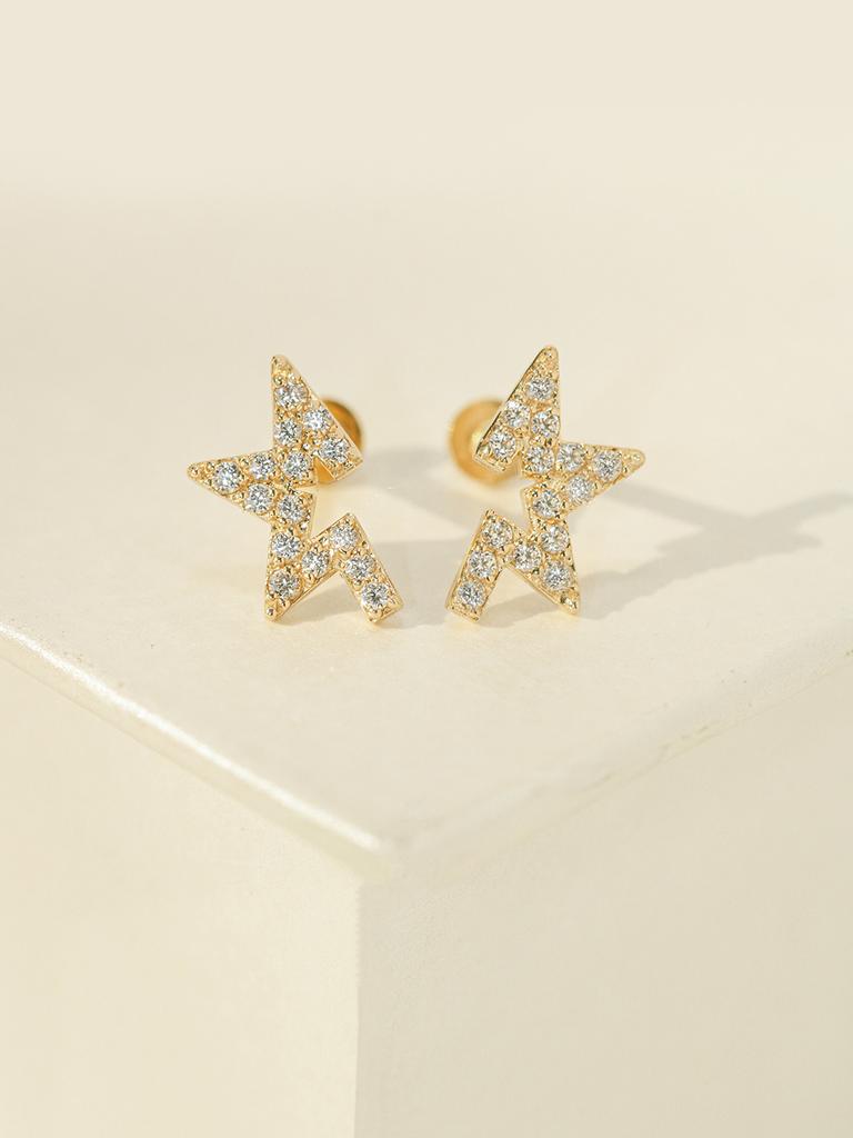 Minimalpiercing 14K Internal Asymmetrical Cubic Star Labret Piercing