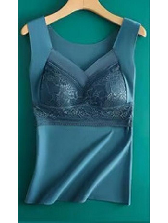 Damen Doppelseitig Gebürstete Thermoweste mit Brustpolster, Schlankmachende und Wärmeerzeugende Basisschicht für Herbst/Winter