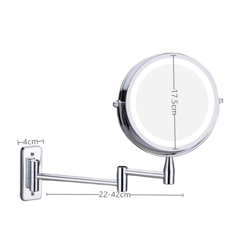 Wall Mounted Folding Arm Extend Bathroom Mirror With LED Light 10X Magnification Double Side Touch Dimming Makeup Mirrors