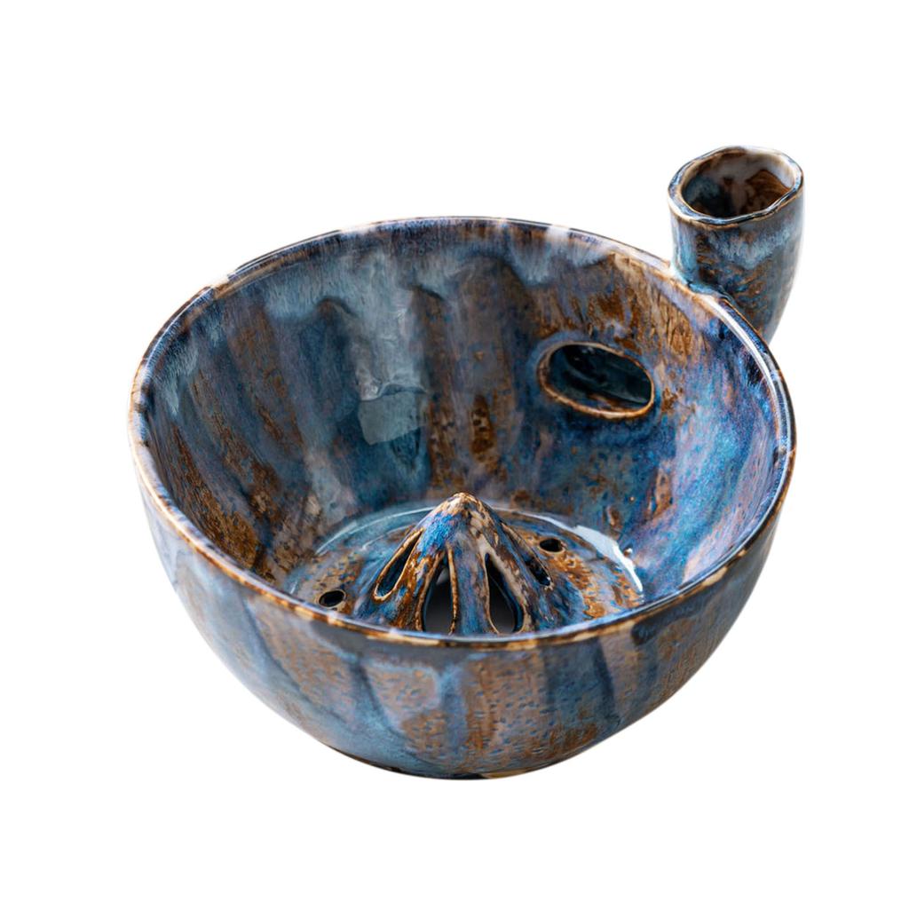 Handmade Ceramic Fruit Strainer Bowl Spinning Colander Drainage Holes Berry Washing Rinse Basket