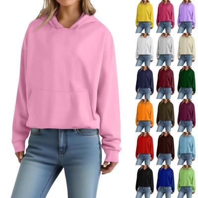 Damen Modischer Langarm-Pullover und Einfarbiges Kapuzensweatshirt