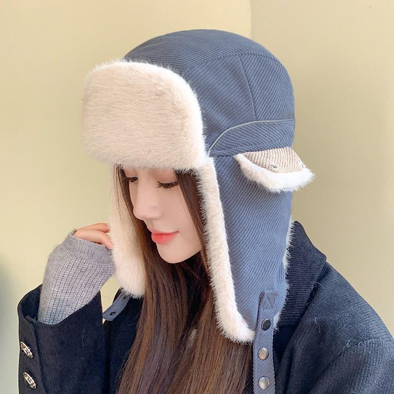Winter Warm Fleece Lined Cotton Beanie Hat Men Women - Windproof Ear Protection Outdoor Cycling Cap