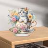 Acrylic Special Shape Floral Cat Cup Diamond Painting Tabletop Ornaments Kit Elf Girl Swan DIY Craft Crystal Painting Home Decor