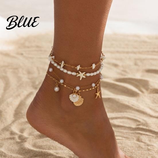 Water-friendly Anklet Beach for Women Starfish Shell Fish Tail Pendant