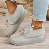 2025 New Solid Color Furry Females Feetwear Women Winter Cotton Shoes Plush Warm Snow Boots Ladies Casual Flat Short Boots