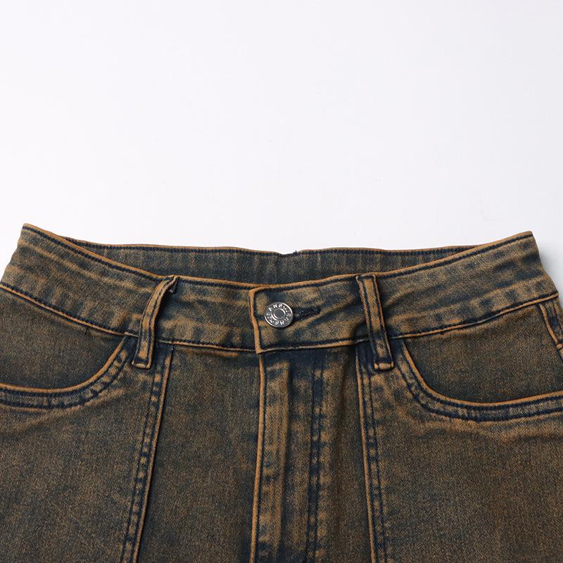 Women's American Retro Distressed Denim Patchwork Cargo Jeans - Spring 2026 Arrival