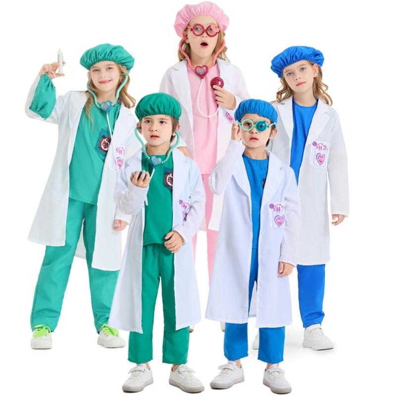 Doctor Role Play Dress Up Kit Doctor Pretend Play Costume with Stethoscope Doctor Coat Kit Halloween Doctor Costumes