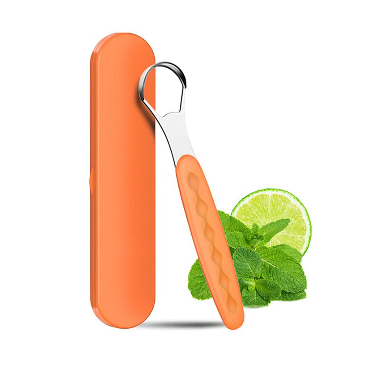 

Портативный футляр из нержавеющей стали для чистки языка, цветной скребок для языка, очиститель полости рта от неприятного запаха изо рта, стоматология, гигиена полости рта оранжевый