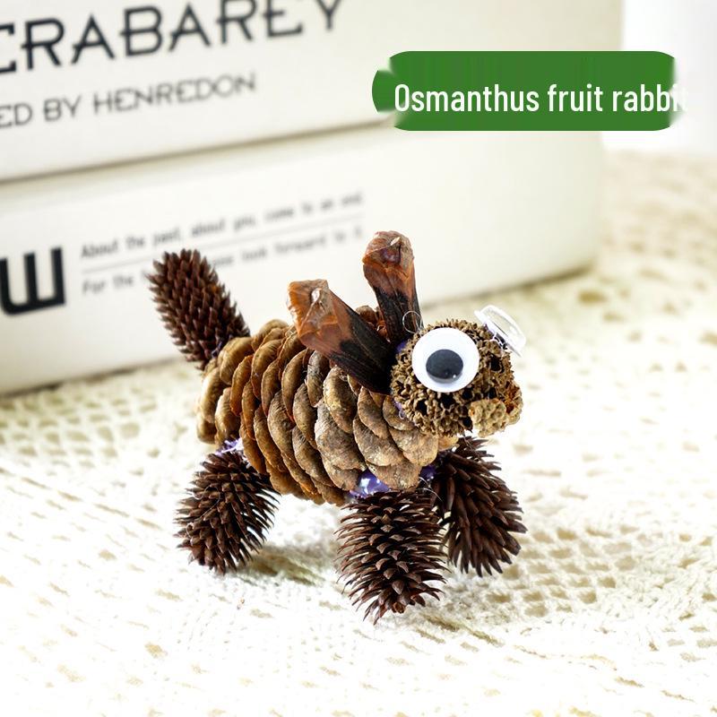 Handmade DIY Dried Flower Kit: Wood Chips, Branches, Pine Cones, Animals - Educational Parent-Child Creative Christmas Activity