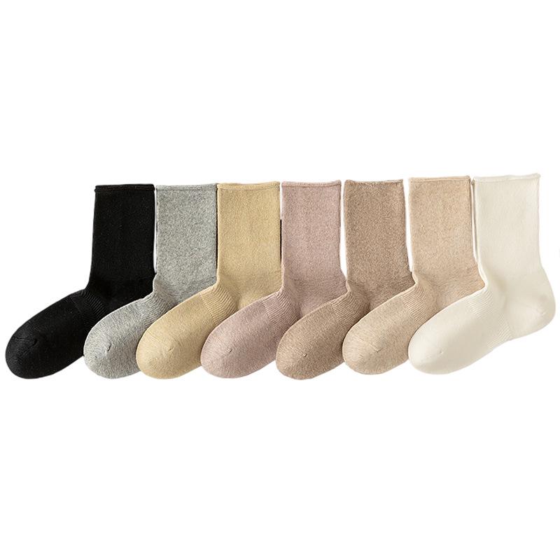 25-Pair Women's Mid-Tube Cotton Socks - Spring & Autumn, Anti-Pilling, Versatile Colors
