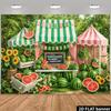 2D Watermelon Stand Backdrop, Summer Market Photography Background Banner