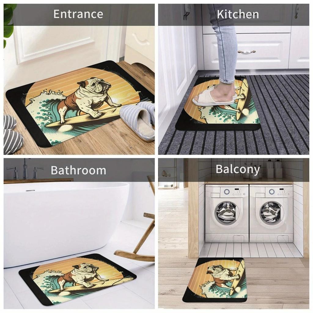 1PC Teddy Dog Pattern Door Mats Kitchen Rugs Non-Slip Pop arts design Bedroom Rugs Bath Mat Carpet for Home Sink Laundry Decor