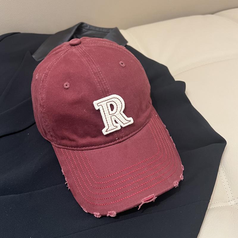 Fashion Versatile R Letter Baseball Cap Women'S Sunscreen Show Face Small Spring And Autumn Sun Hat Sports Travel Men