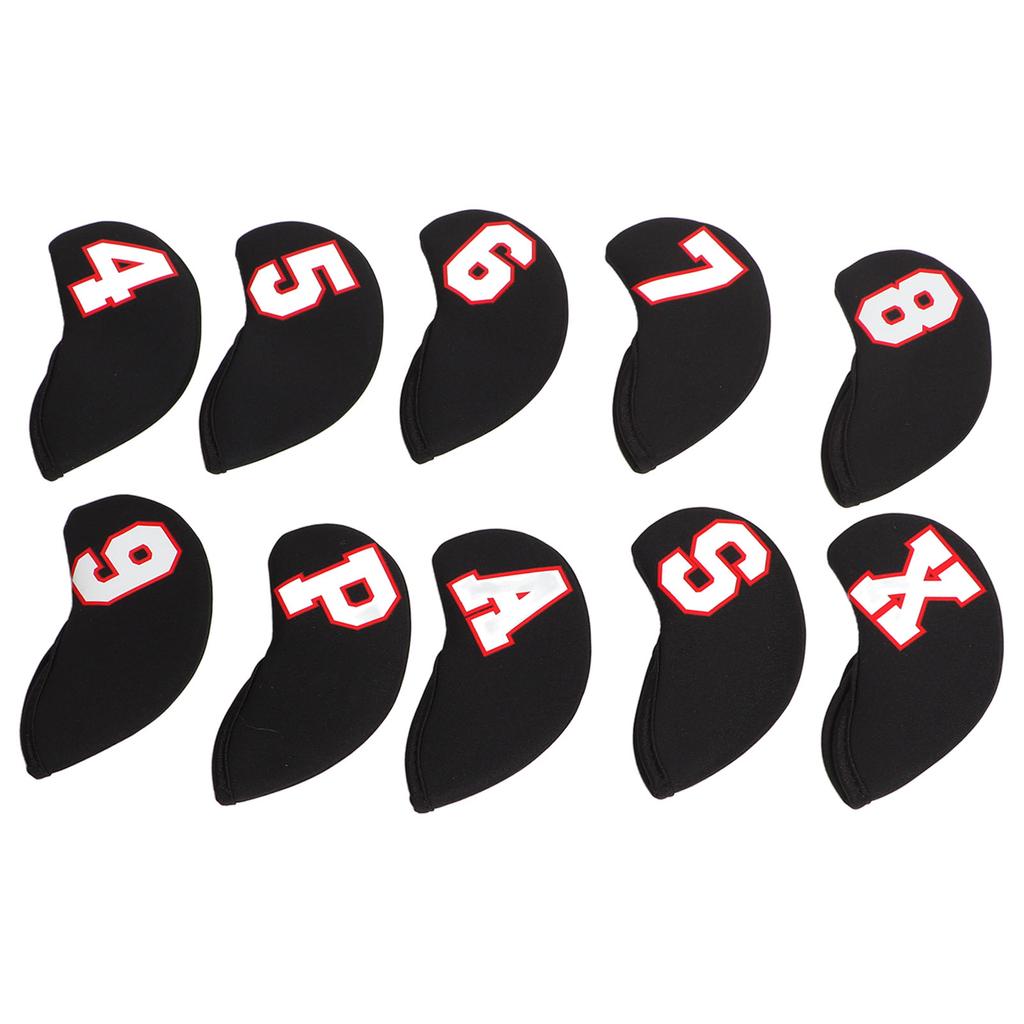 10PcsSet Number Golf Iron Head Cover Set Neoprene Golf Club Iron Protective HeadcoverBlack