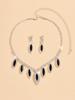 3PC Women's Fashion Copper Inlaid Claw Chain Water Drop Necklace Earrings Zircon Set Wedding Party Festival Gift-8310