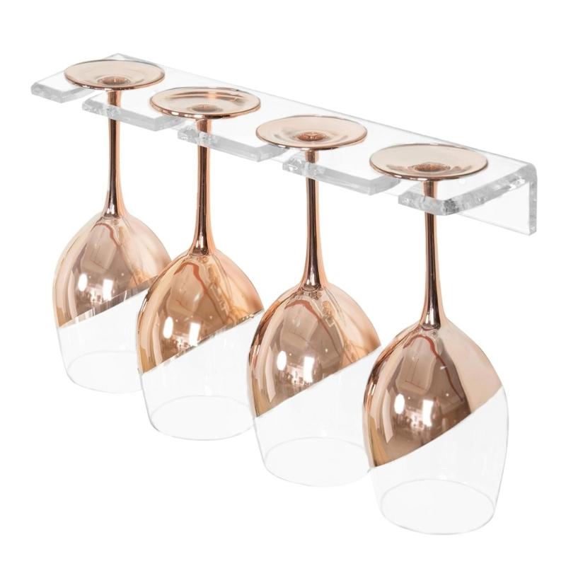 2Pcs Clear Acrylic Wine Glass Holder Wall Mounted Stemware Hangings Rack Glassware Holder Rack Wine Glass Rack Gifts