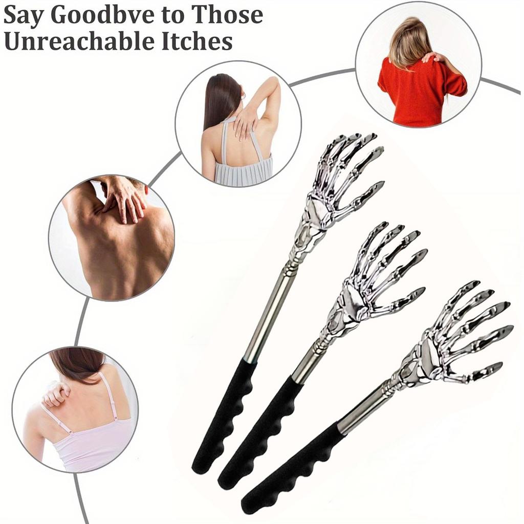 1 Pack Back Scratcher Extendable Metal Portable Back Scratcher for Men Women Adults, Telescoping Back Massager with PVC Handles