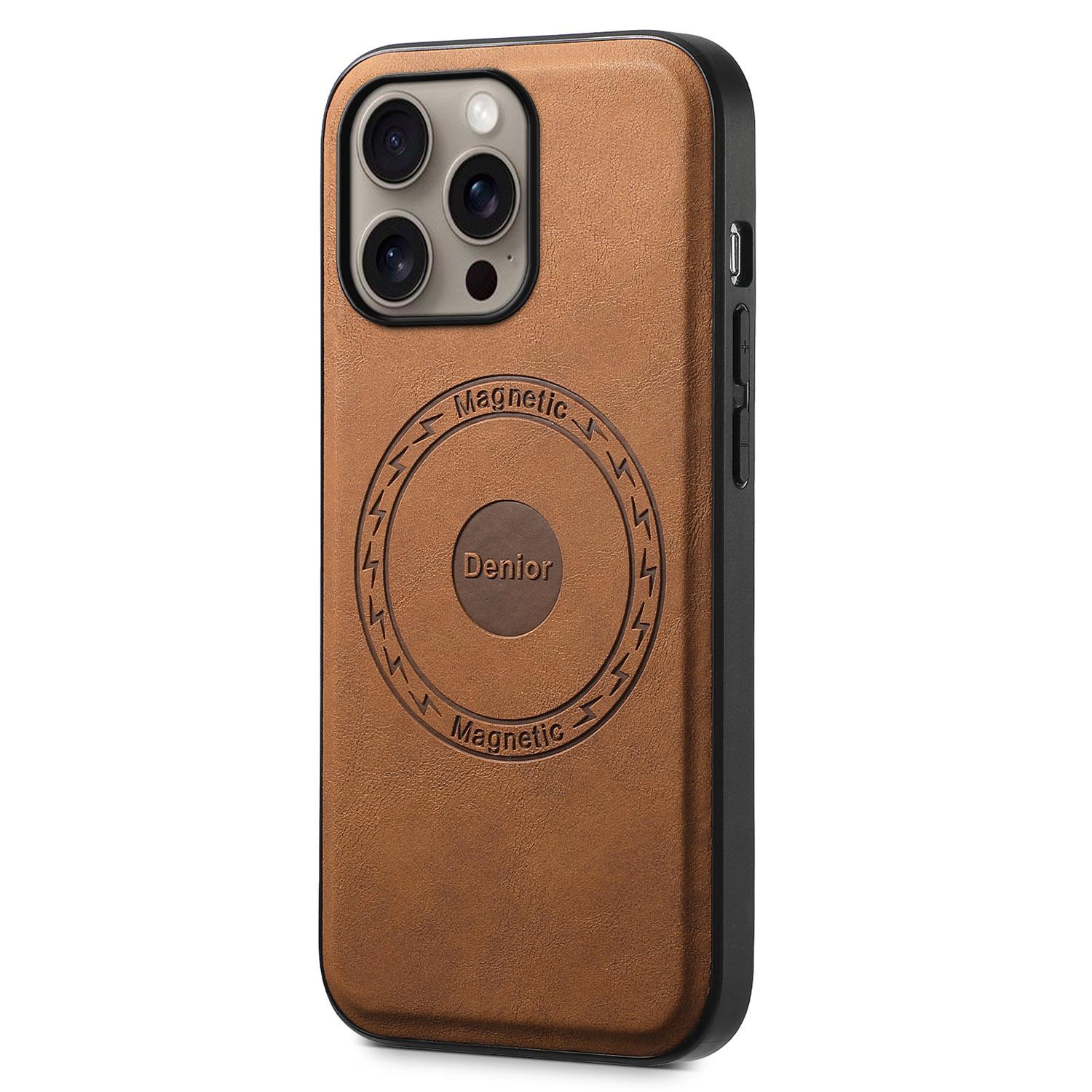 

DENIOR A11 For iPhone 16 Pro Max Case Compatible with MagSafe Retro Leather Back Cover Brown