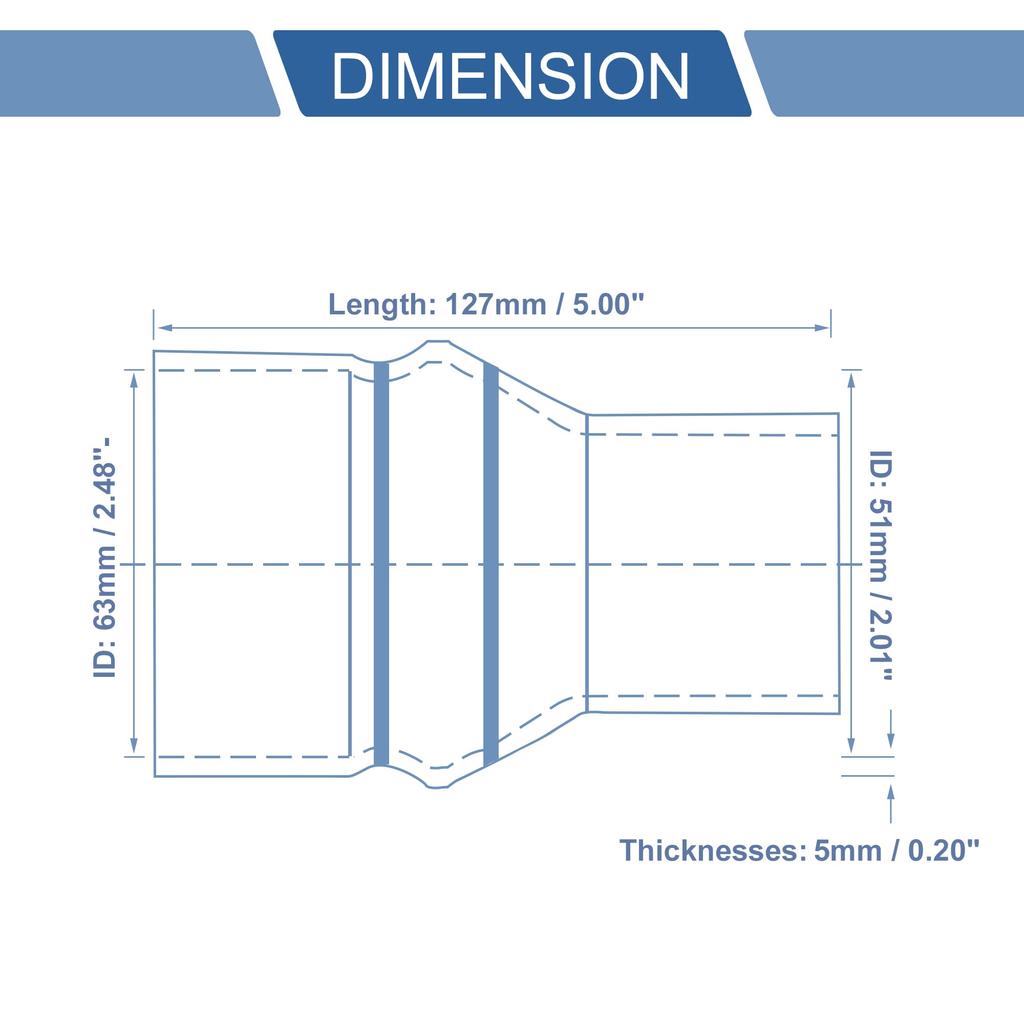 X AUTOHAUX 1 Stück Innendurchmesser 63-51mm Länge 127mm Buckel-Silikonschlauch, Silikon-Buckelschlauch,