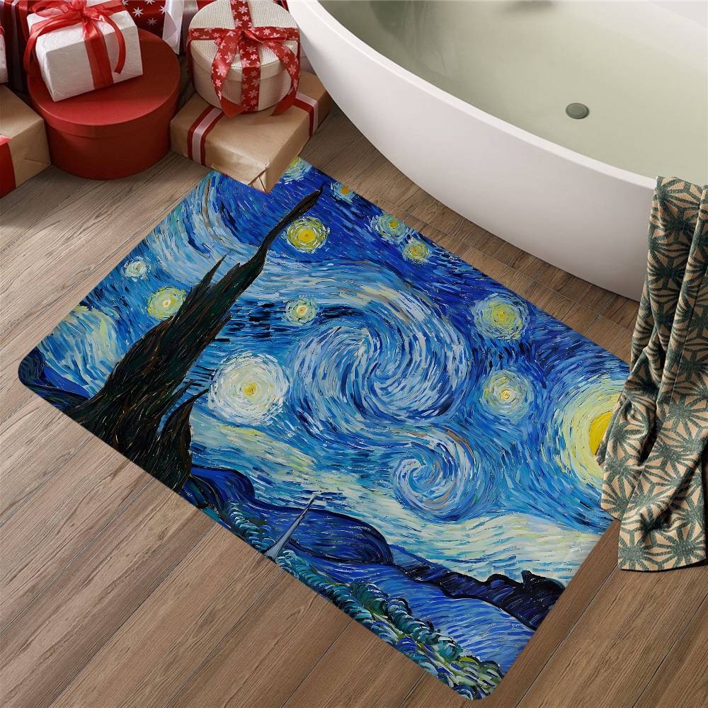 World Famous Painting Art Category Floor Mat Retro Multiple Choice Living Room Kitchen Rug Non-Slip Modern Home Decor