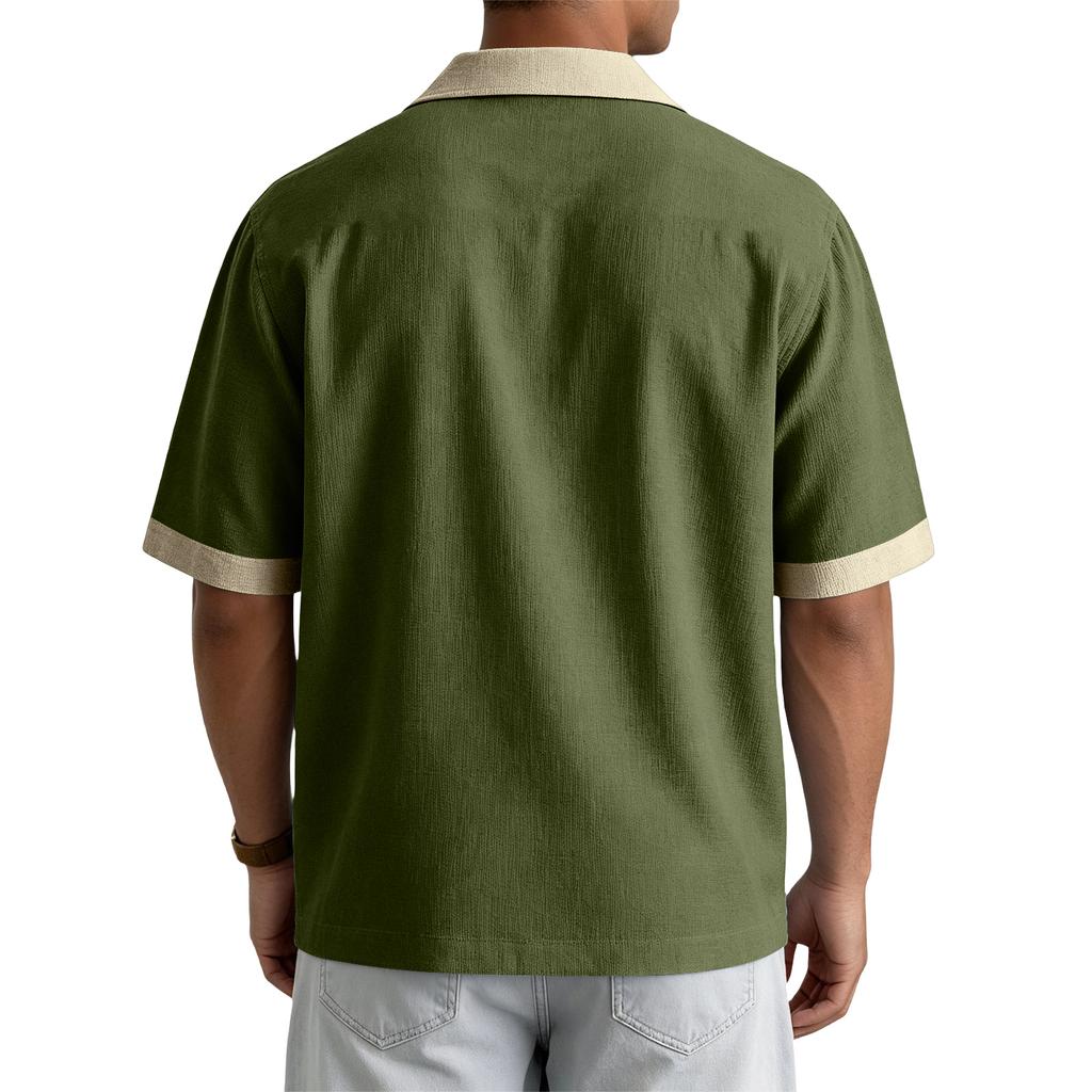 Men's Summer Casual Short-Sleeve Shirt With Collar And Multiple Pockets