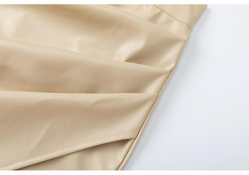 2025 Spring/Summer Women's PU High-Waisted Zipper Ruffle Skirt - European & American Sexy Fit