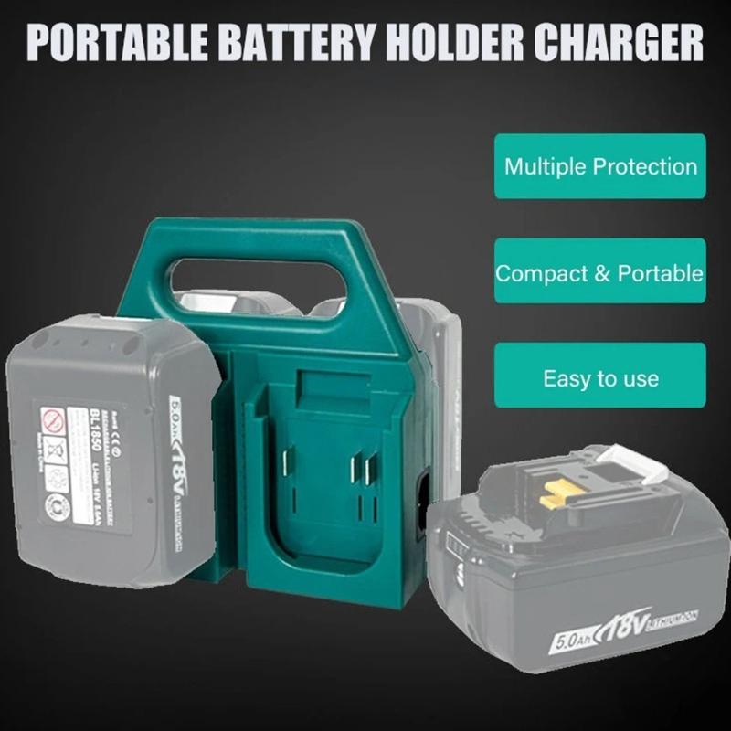 4 Slot Rapid Charging Station For 18V 21V BL1830,BL1415,BL1815,BL1850 Power Tool Battery Storage Rack With Safety And Handle Features